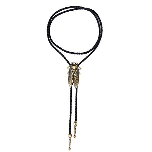 COOLLA Bolo tie- Handmade Western Cowboy Black Vintage Cicada Pendant for Women,Men (Black) - Image 3
