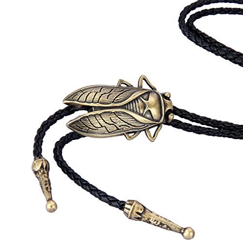 COOLLA Bolo tie- Handmade Western Cowboy Black Vintage Cicada Pendant for Women,Men (Black) - Image 2