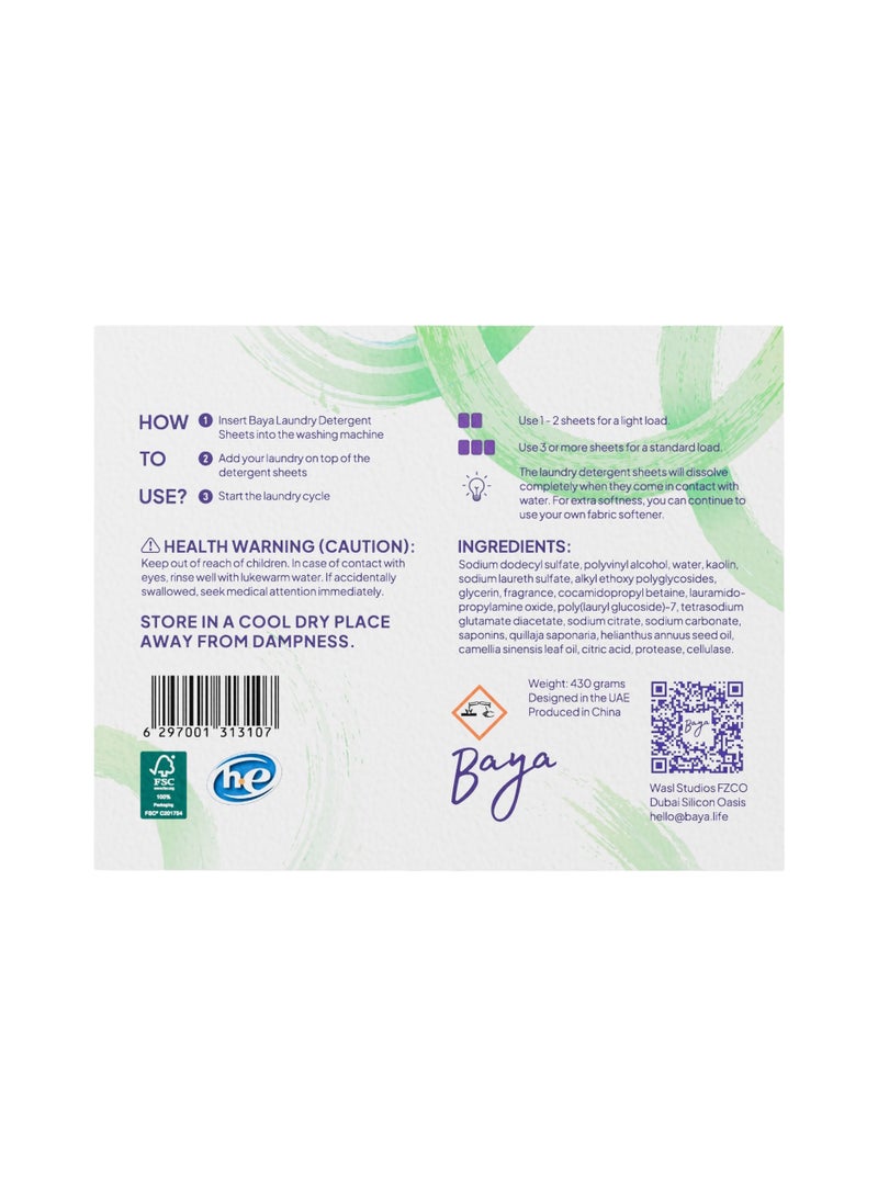 Baya Laundry Detergent Sheets Crisp Winter Family Pack 100 Sheets (430g) - Image 2
