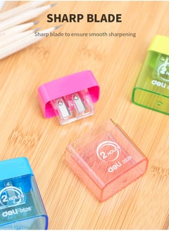 Deli Deli E0526 2-Hole Pencil Sharpener with Canister – Durable Steel Blade, Smooth Sharpening  - Image 4