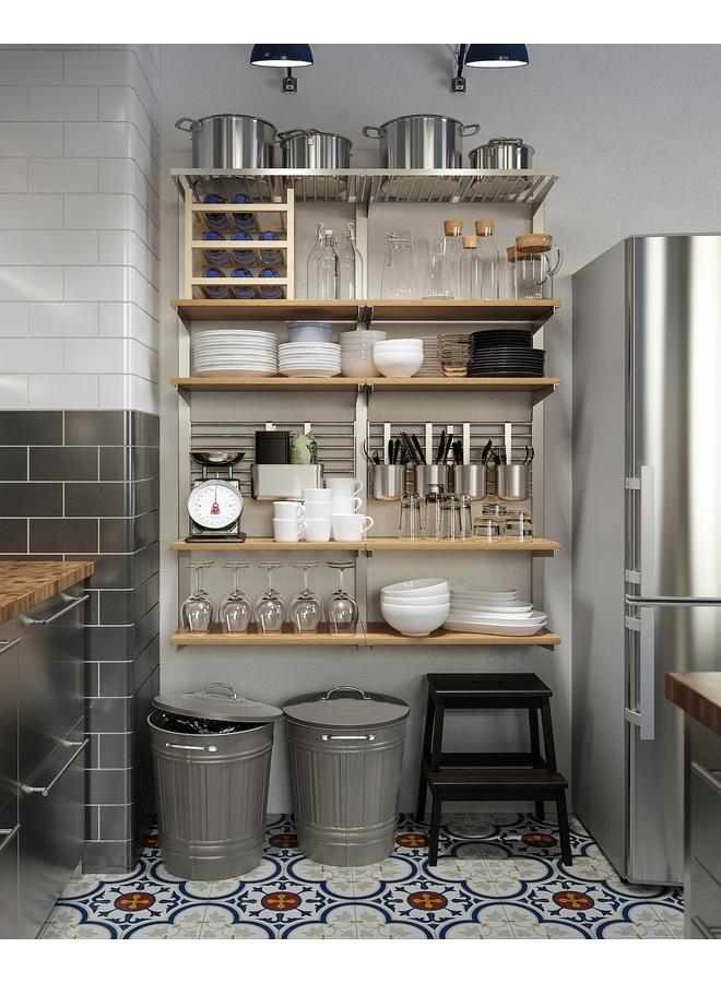 Bin With Lid, Grey, 40 L