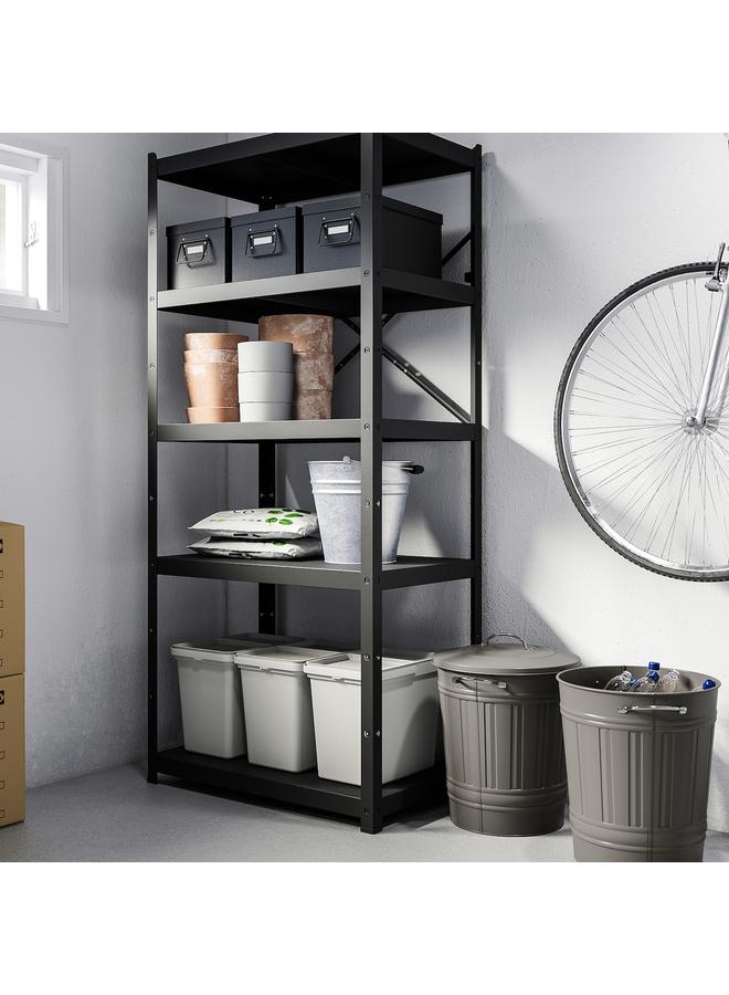 Bin With Lid, Grey, 40 L