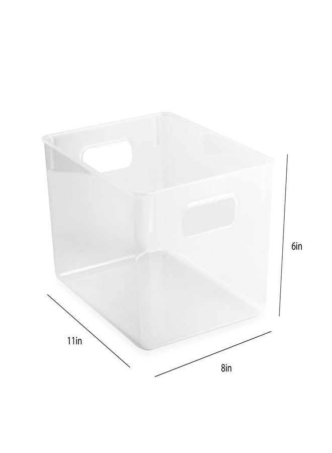 Isaac Jacobs 3-Pack Large Clear Storage Bins (11” L x 8” W x 6” H) with Cutout Handles, Plastic Organizer for Home, Office, Kitchen, Fridge/Freezer, Drawers, BPA Free, Food Safe (3-Pack, Large) - Image 2