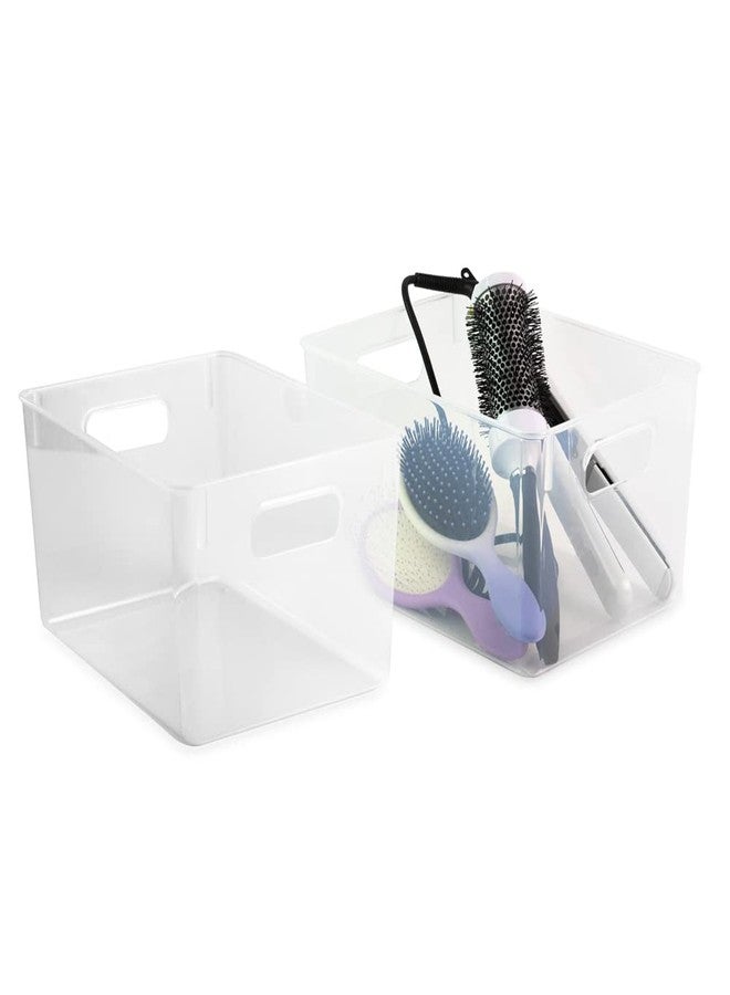 Isaac Jacobs 3-Pack Large Clear Storage Bins (11” L x 8” W x 6” H) with Cutout Handles, Plastic Organizer for Home, Office, Kitchen, Fridge/Freezer, Drawers, BPA Free, Food Safe (3-Pack, Large) - Image 4
