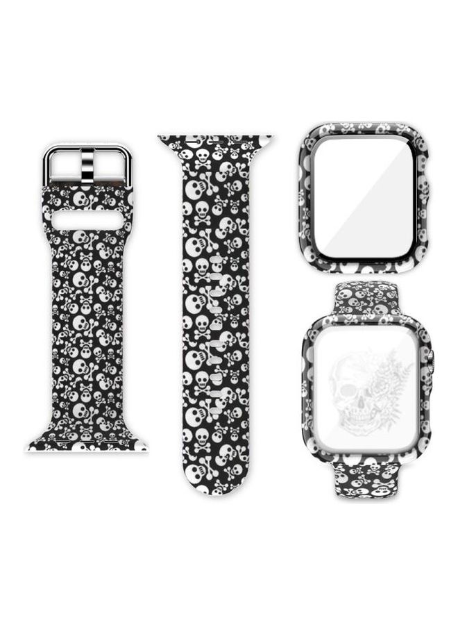 HuHa Silicone Printing Integrated Replacement Case with Watchband For Apple Watch Series 3/2/1 38mm Skull - Image 1