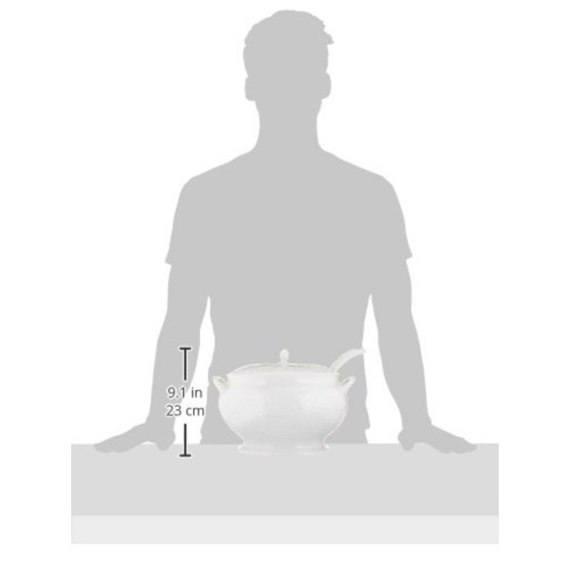 وعاء حساء مغطى منحوت مع مغرفة من Opal Innocence، مقاس 25.4 سم، أبيض - Image 3
