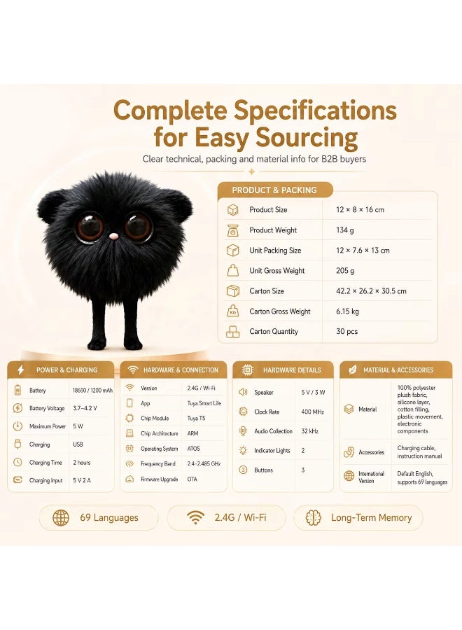ChatGPT AI Plush Toy Companion Robot 69 Languages Voice Interaction Storytelling Learning Assistant Emotional Support Toy Birthday Gift - Image 4