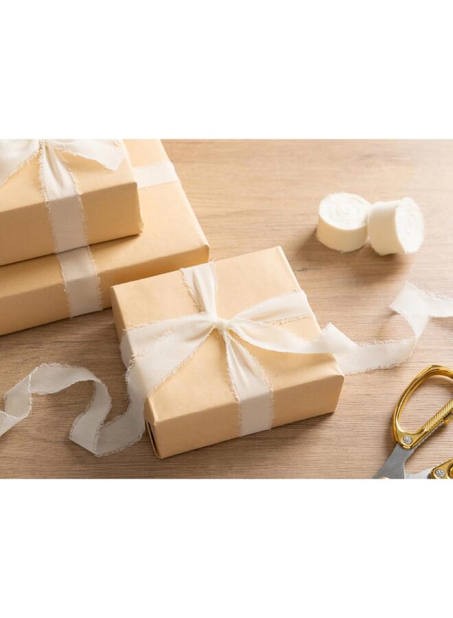 LAMAY 3PCS Chiffon Ribbon Mixed Color Ribbon Set Tassel Fabric for Wedding Invitations, Bridal Bouquets, Party Decorations, Gift Wrapping, Bow Making (Off-White) - Image 4