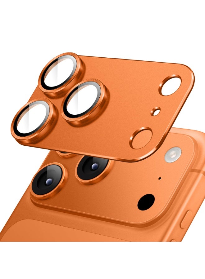 BAIKO Camera Lens Protector for iPhone 17 Pro 6.3-Inch, Full Coverage 9H Tempered Glass Ring Cover, Matte Metal Plate, Case Friendly, 1-Pack (Orange) - Image 1