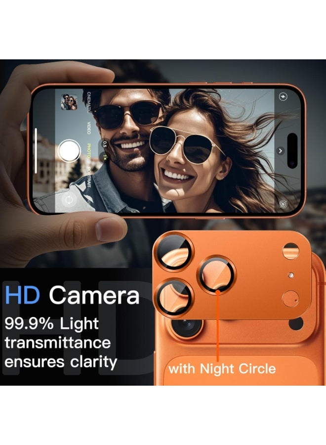 BAIKO Camera Lens Protector for iPhone 17 Pro 6.3-Inch, Full Coverage 9H Tempered Glass Ring Cover, Matte Metal Plate, Case Friendly, 1-Pack (Orange) - Image 3