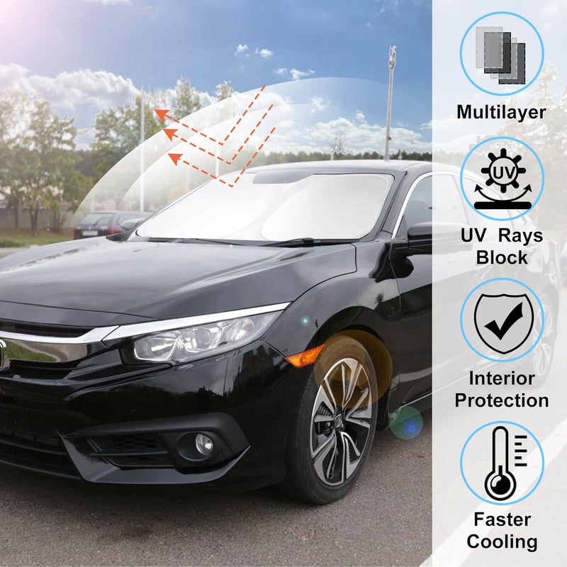 LHFLIVE Windshield Sun Shade Custom Fit 2016-2020 2021 Honda Civic Accessories Window Shades Sunshade Protect Car from Sun Rays & Heat Damage Keep Cool - Image 2