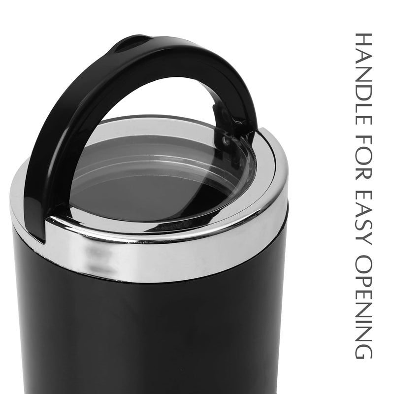 JAYPEE PLUS حاوية كلاسيكية 2 للشاي والسكر والقهوة | محكمة الإغلاق 750 مل حاويات الشاي للمطبخ | قفل مطاطي سيليكون | حاوية مطبخ | قابلة للتكديس | تشطيب لامع | غطاء شفاف، أسود - Image 5