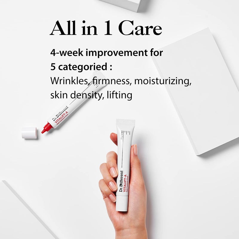 Dr.Different VITALIFT-A Retinal 0.05% - Anti-Aging And Anti-Wrinkle Night Treatment For Lifting And Firming-Face Moisturizer Cream With Vitamin A & Hyaluronic Acid, 0.7oz. - Image 3