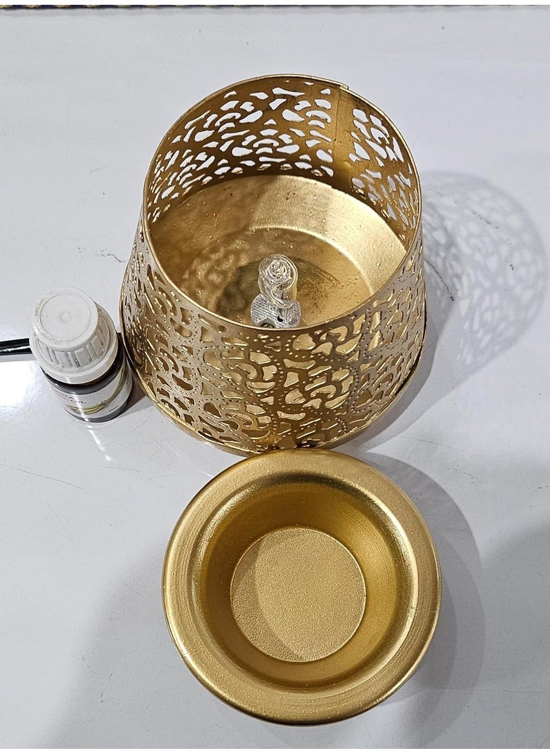 R.R.V. INTERNATIONAL RRV INTERNATIONAL Decorative Electric Moroccan StyleAroma Oil Burner Diffuser for Home Fragrance with 10ml Aroma Oil_ R 1977 Golden  - Image 3