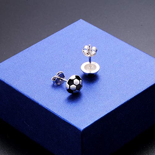 Flyow Soccer Football Stud Earrings 925 Sterling Silver Soccer Ball Earrings Sports Jewelry for Women Men Soccer Gifts - Image 5