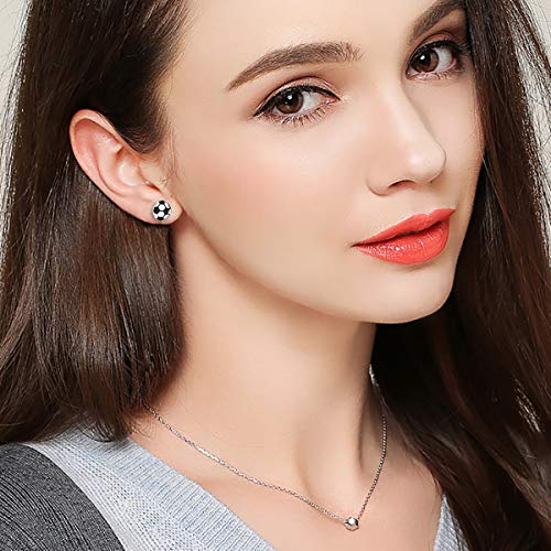 Flyow Soccer Football Stud Earrings 925 Sterling Silver Soccer Ball Earrings Sports Jewelry for Women Men Soccer Gifts - Image 2