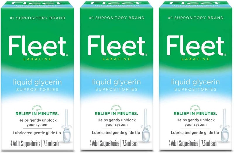 Fleet تحاميل الجلسرين السائلة من فليت للإمساك للبالغين 4 تحاميل 75 مل عبوة من 3 تحاميل ملينة تحاميل الجلسرين للإمساك للبالغين وعاء ملين من الألوة فيرا 50 عد - Image 2
