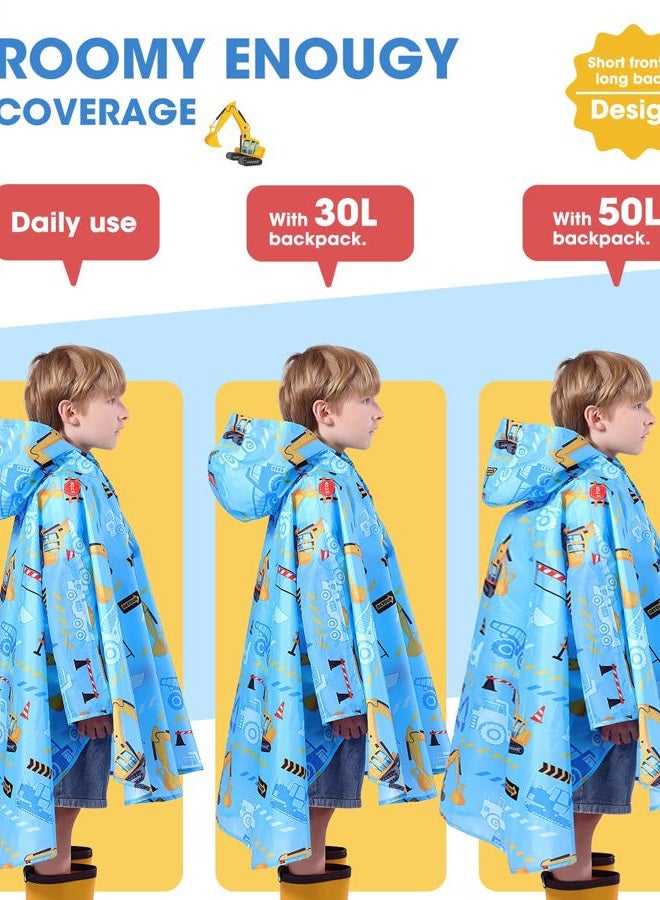WAWSAM Lightweight Kids Rain Poncho Waterproof Kids Poncho Reusable Hooded Rain Jacket for Boys Girls - Image 2