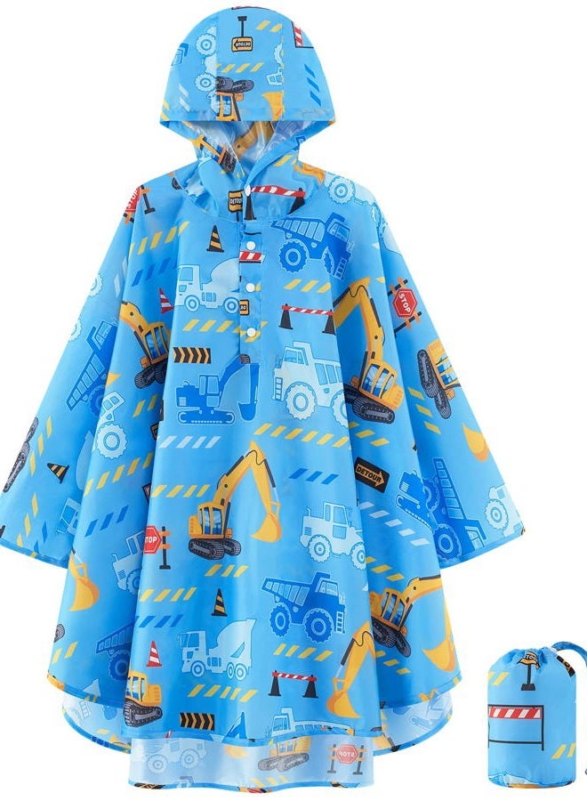 WAWSAM Lightweight Kids Rain Poncho Waterproof Kids Poncho Reusable Hooded Rain Jacket for Boys Girls - Image 1