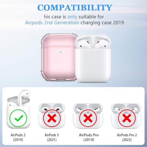 MHYALUDO for Airpods 2nd Generation Case Cover, Clear Soft TPU Transparent Four Corner Military Grade Shockproof Protective Case with Cleaning Kit for Airpods 2 Gen Charging case 2019, Clear Pink - Image 5