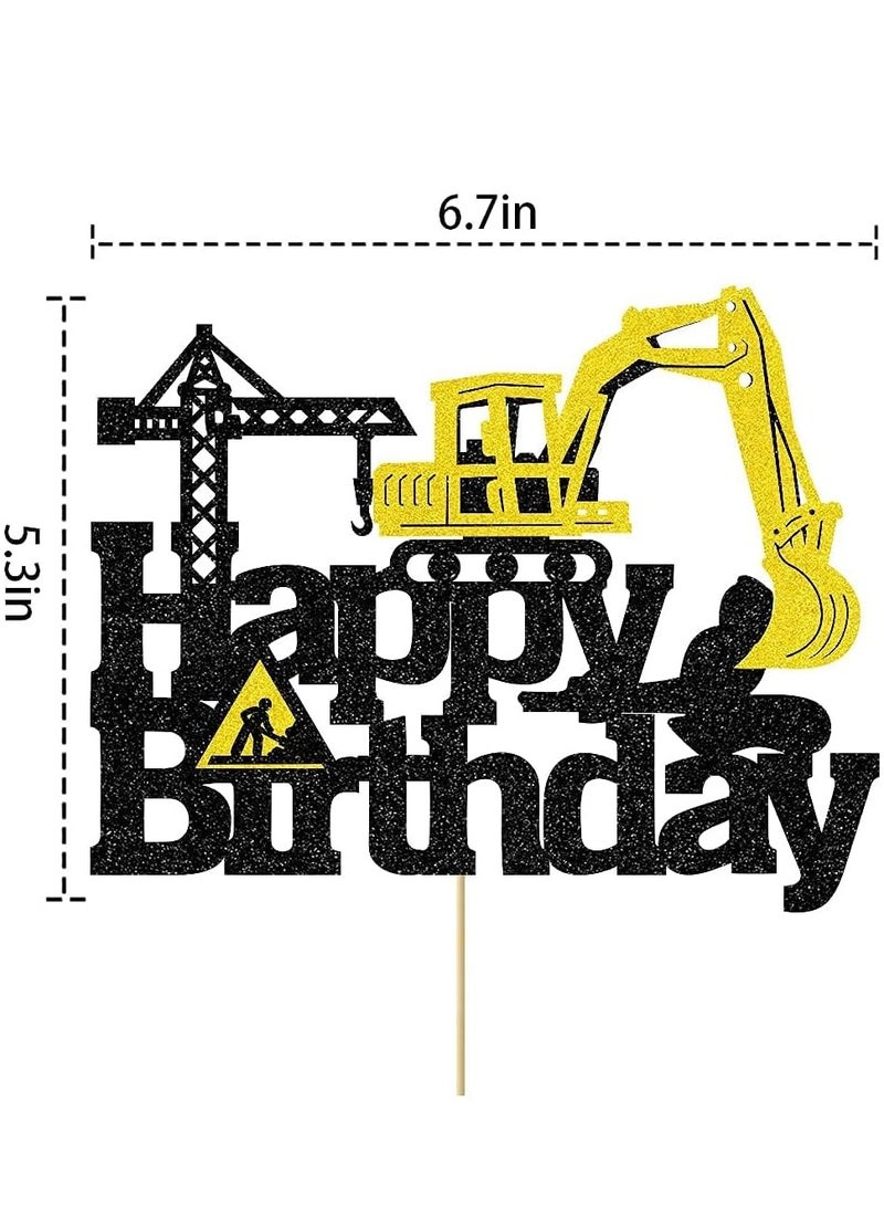 ThePartyPopper Construction Cake Toppers for Birthday Party Supplies Engineering Themed Happy Birthday Builder Party Supplies  - Image 2