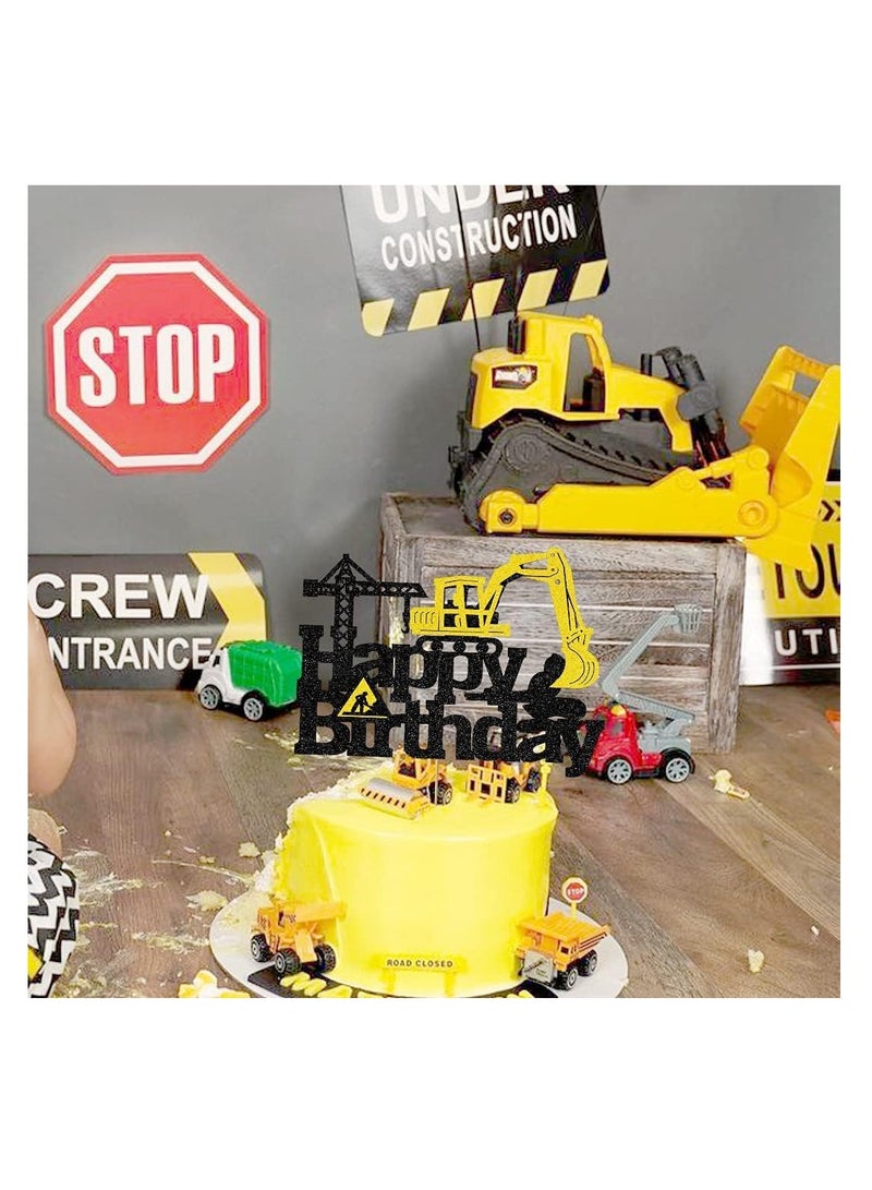 ThePartyPopper Construction Cake Toppers for Birthday Party Supplies Engineering Themed Happy Birthday Builder Party Supplies  - Image 3