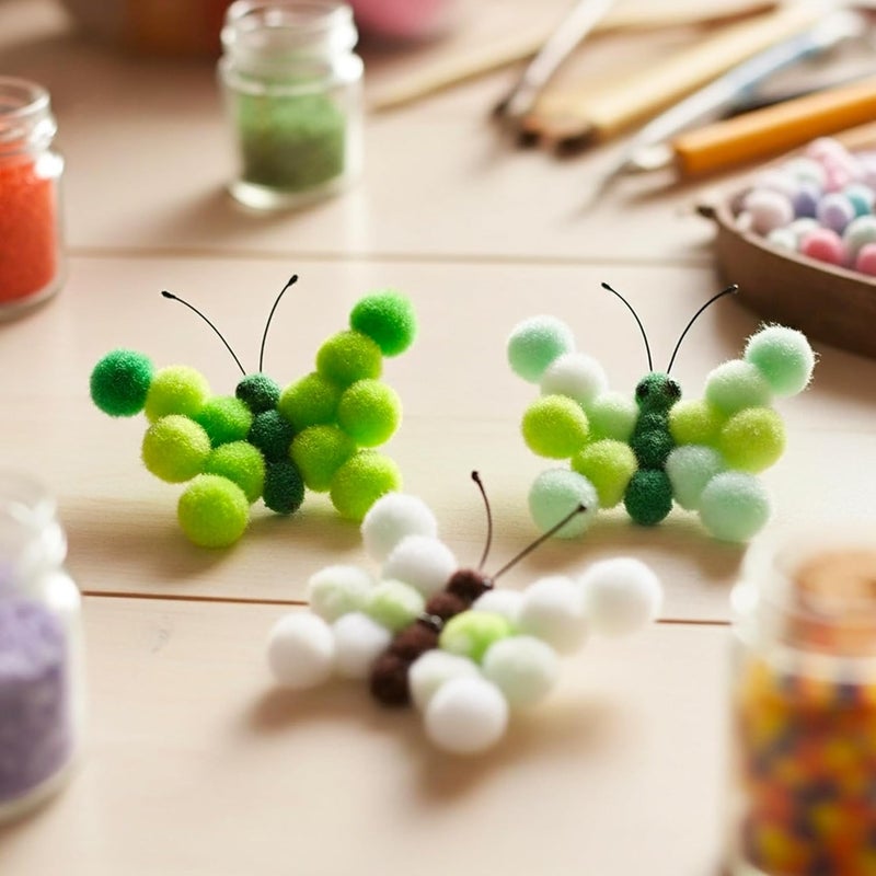 Caydo 1200 Pieces 1cm Green White Pom Poms, Small Pompom Balls for Kids Creative Arts & Crafts Projects Making and DIY Christmas Decorations - Image 5