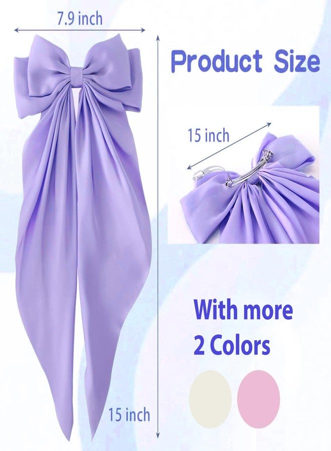 ANNACREATIONS ANNA CREATIONS 3 Pcs Fashion Hair Bows for Women Bows for hair Silk Satin Hair Ribbons Bow Hairclip for Women Cute Hair Clip for Girls Large Vintage Hair Hair Accessories Big Ribbon Bow Clip - Image 3
