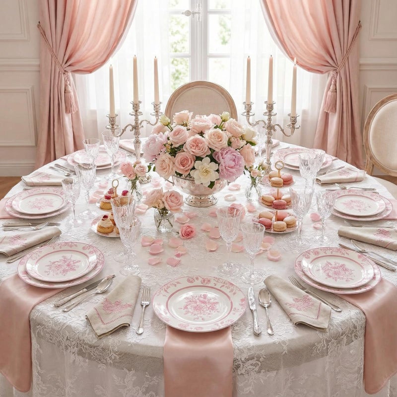 Jinei 8 Pcs Pink Floral Salad Plates Dinnerware Set Chinoiserie Ceramic Round Dessert Serving Plates 8 Inch Dinner Serving Tableware for Kitchen, Microwave Oven Dishwasher Safe - Image 5