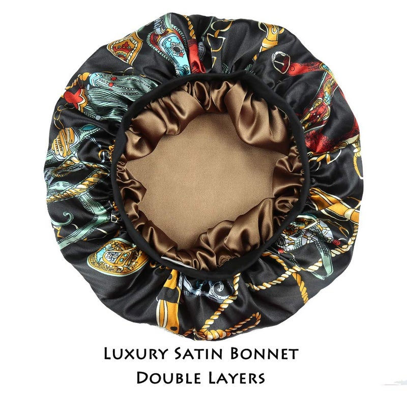 Alnorm Satin Bonnet for Sleeping Double Layer Night Cap with Soft Elastic - Image 2