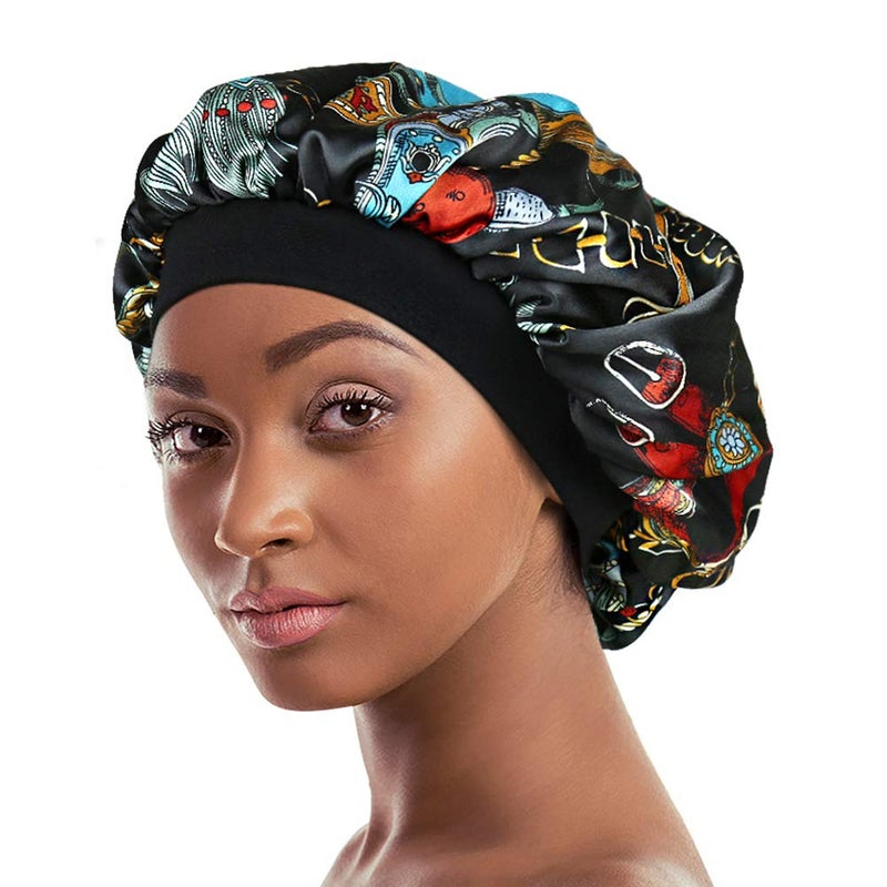 Alnorm Satin Bonnet for Sleeping Double Layer Night Cap with Soft Elastic - Image 4