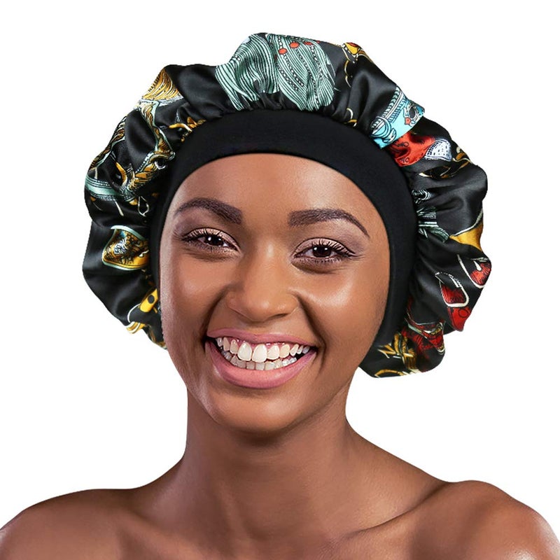 Alnorm Satin Bonnet for Sleeping Double Layer Night Cap with Soft Elastic - Image 1