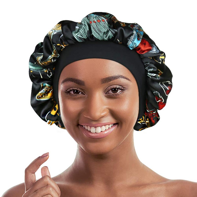 Alnorm Satin Bonnet for Sleeping Double Layer Night Cap with Soft Elastic - Image 3