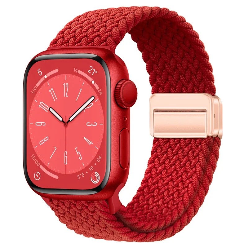 Bluejw New Magnetic Nylon Braided Loop Strap for Apple Watch Series 9 8 – Replace the Watch Strap with Elastic Bracelet & 49mm Metal Buckle Band for Women - Image 1