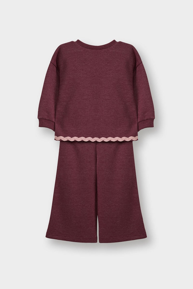 ديفاكتو طقم محبوك برقبة دائرية وساق واسعة للبنات - Image 3