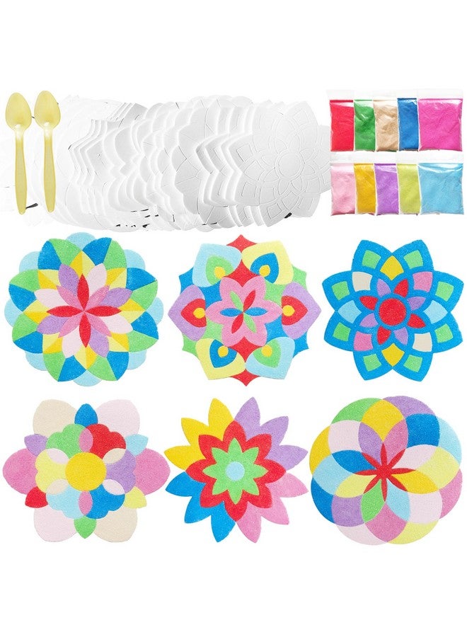 MLOLM 30 Sets Diwali Mandala Sand Art Kits Self Adhesive Rangoli Mandala Sand Painting for Adult DIY Sand Art Pictures with 10 Colorful Sand for Indian Festivals Gifts Diwali Party Decor Supplies - Image 1