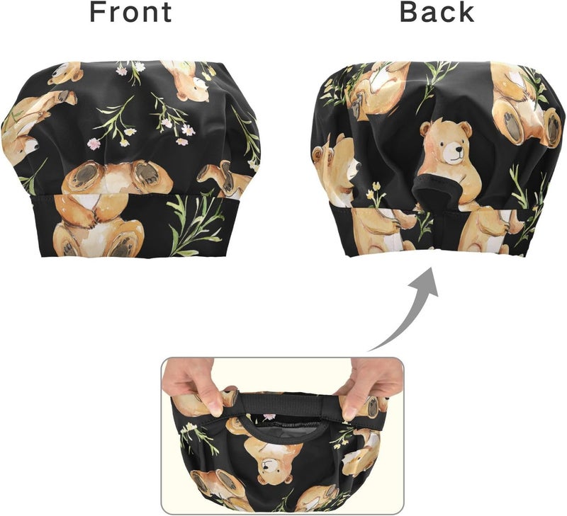 Kid Chef Apron Hat Waterproof Sweet Bears Black Toddler Chef Hat Apron Baking Set for Children 3-12 Years Old - Image 2