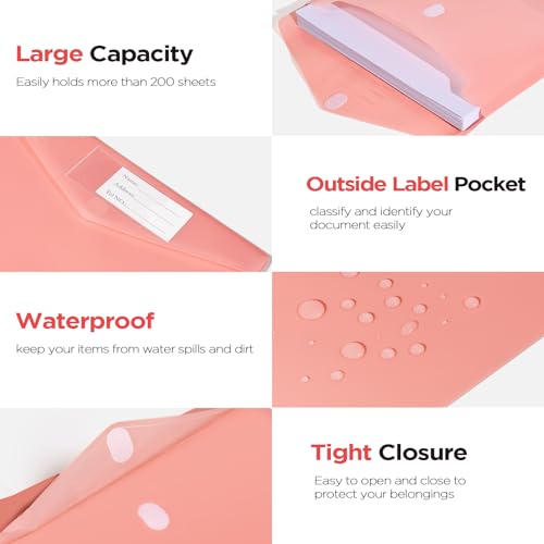 Sooez 10Pack Plastic Envelopes, Plastic File Folder, Folders for Documents Retro Colors, Super Heavyweight Document Holder, Storage Pouches, File Envelopes for School Office Supplies - Image 4