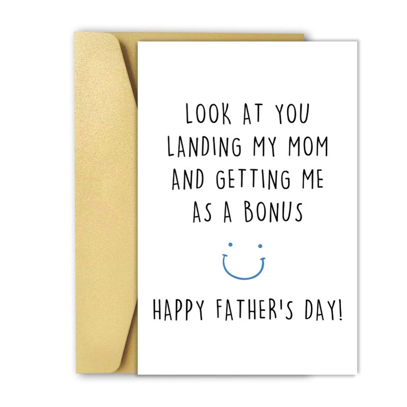 OJsensai Funny Stepdad Fathers Day Card from Step Son Daughter, Gifts for Bonus Dad, Happy Fathers Day for Step Dad - Image 1