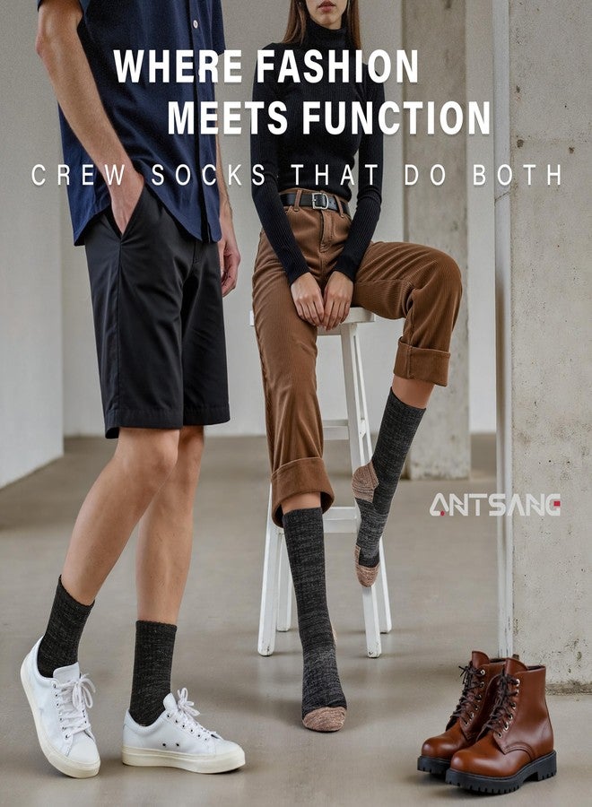 ANTSANG جوارب ANTSANG المصنوعة من صوف ميرينو للمشي لمسافات طويلة، جوارب سميكة مبطنة بالكامل للرجال والنساء، 4 أزواج (أسود ذهبي، مقاس كبير) - Image 5