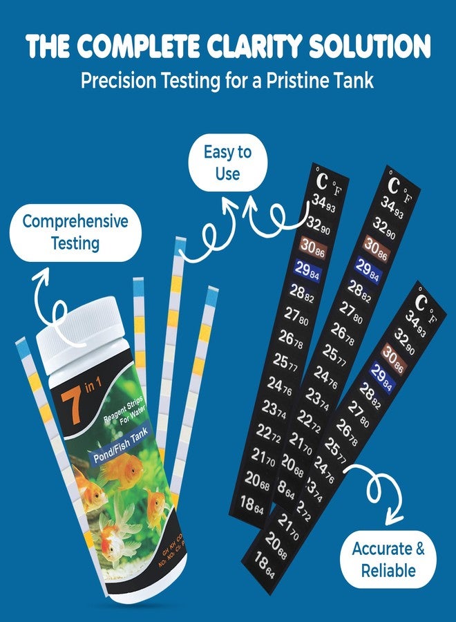 SunGrow Test Kit for Aquarium, Accurate Water Quality Monitoring, Essential Tool for Fish Keepers and Tank Maintenance, 1 Bottle with 100 Strips & 3-Piece Sticker Thermometer, 1 Set Per Pack - Image 2