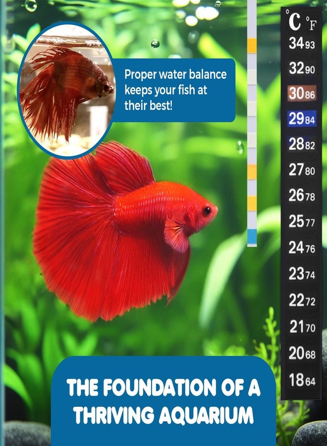 SunGrow Test Kit for Aquarium, Accurate Water Quality Monitoring, Essential Tool for Fish Keepers and Tank Maintenance, 1 Bottle with 100 Strips & 3-Piece Sticker Thermometer, 1 Set Per Pack - Image 4