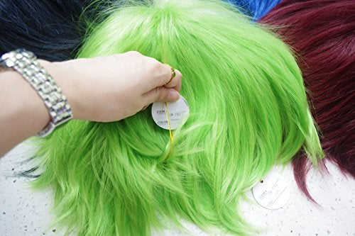 Aicos Alacos Short Green Layered Anime Cosplay Wig Halloween Christmas Carnival Dress Up Pretend Play Party Wig+Cap (Green) - Image 5