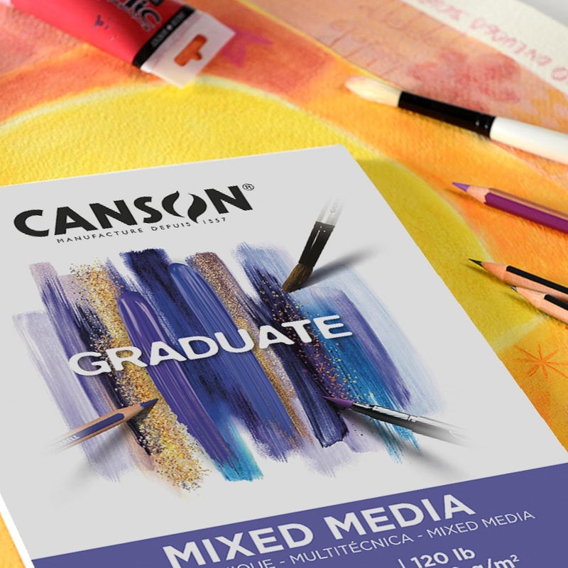 Canson Graduate Mixed Media Pad Foldover 11x14 inch 20 Sheets  Artist Paper for Adults and Students  Watercolors Mixed Media Markers and Art Journaling - Image 2
