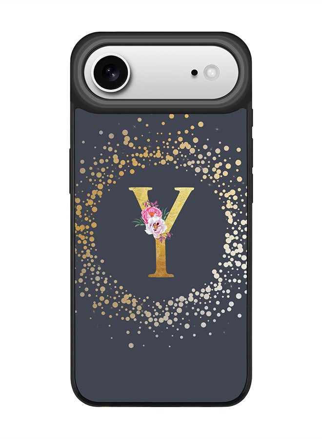 Stylizedd iPhone Air Case, [Compatible with MagSafe] Slim Magnetic cover Phone Case iPhone Air -Custom Monogram Floral - Y  (Grey ) - Image 1