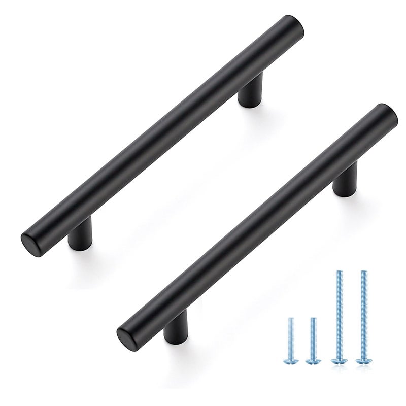 JOY DECOR 30 Pack 6-3/8 Inch Cabinet Pulls Kitchen Cabinet Handles with 4 Inch Hole Center Matte Black Cabinet Hardware Stainless Steel Kitchen Drawer Pulls for Cabinets Cupboard, 102mm Hole Centers - Image 1