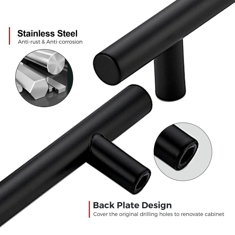 JOY DECOR 30 Pack 6-3/8 Inch Cabinet Pulls Kitchen Cabinet Handles with 4 Inch Hole Center Matte Black Cabinet Hardware Stainless Steel Kitchen Drawer Pulls for Cabinets Cupboard, 102mm Hole Centers - Image 4