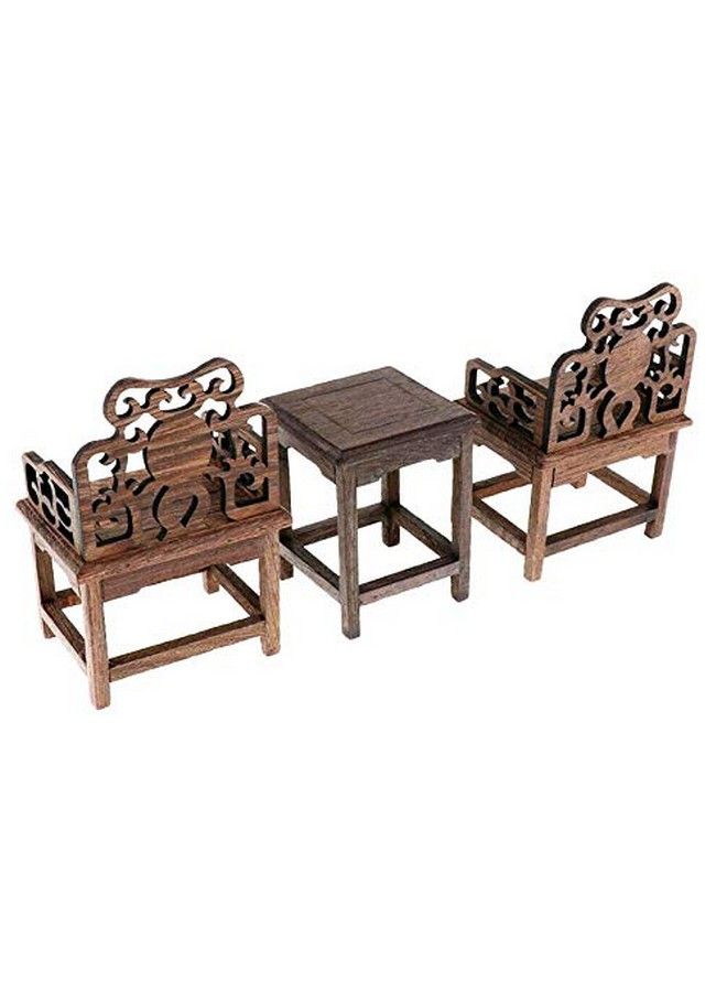 EatingBiting 1:6 Dollhouse Miniature Handcraft Furniture Retro Wood Square Table Armchairs 3 Pieces Dollhouse Furniture Miniatures 1:6 Scale 3Pcs Rosewood Table And Chairs Settoys Action Figures - Image 4