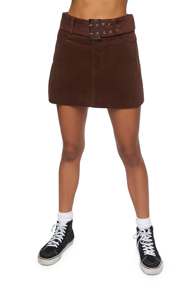 Forever 21 Belted Mini Skirt Chocolate Small - Image 2