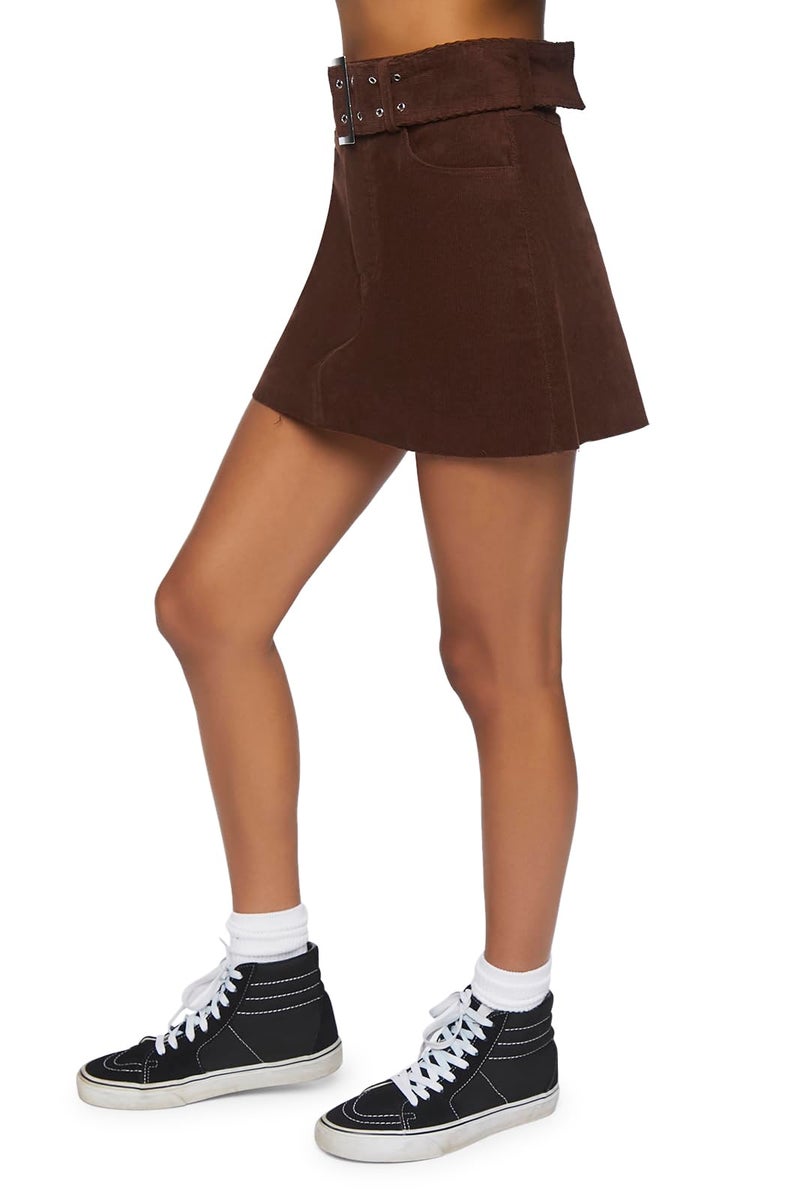 Forever 21 Belted Mini Skirt Chocolate Small - Image 3